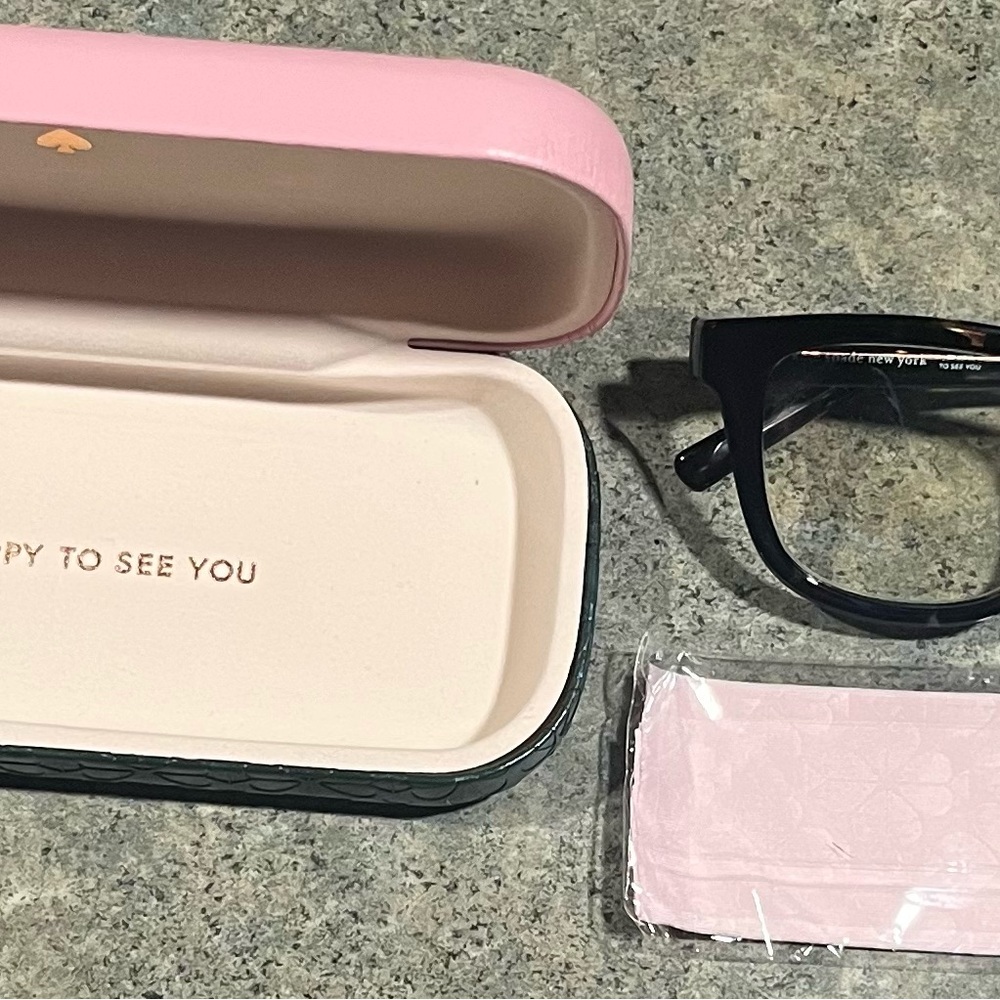 Kate Spade Black Glasses with Pink Case